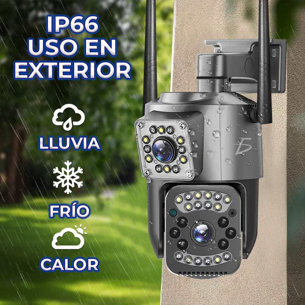 Cámara De Seguridad Ip66 Impermeable De 4 Megapíxeles Con Doble Cámara