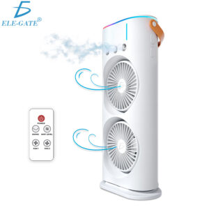 Ventilador de Torre Doble con Nebulización con Base Giratoria y Control Remoto