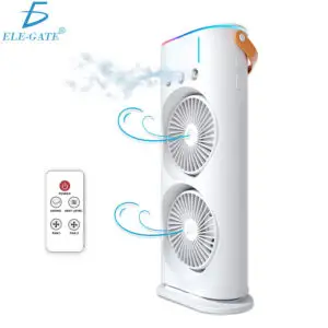 Ventilador de Torre Doble con Nebulización con Base Giratoria y Control Remoto