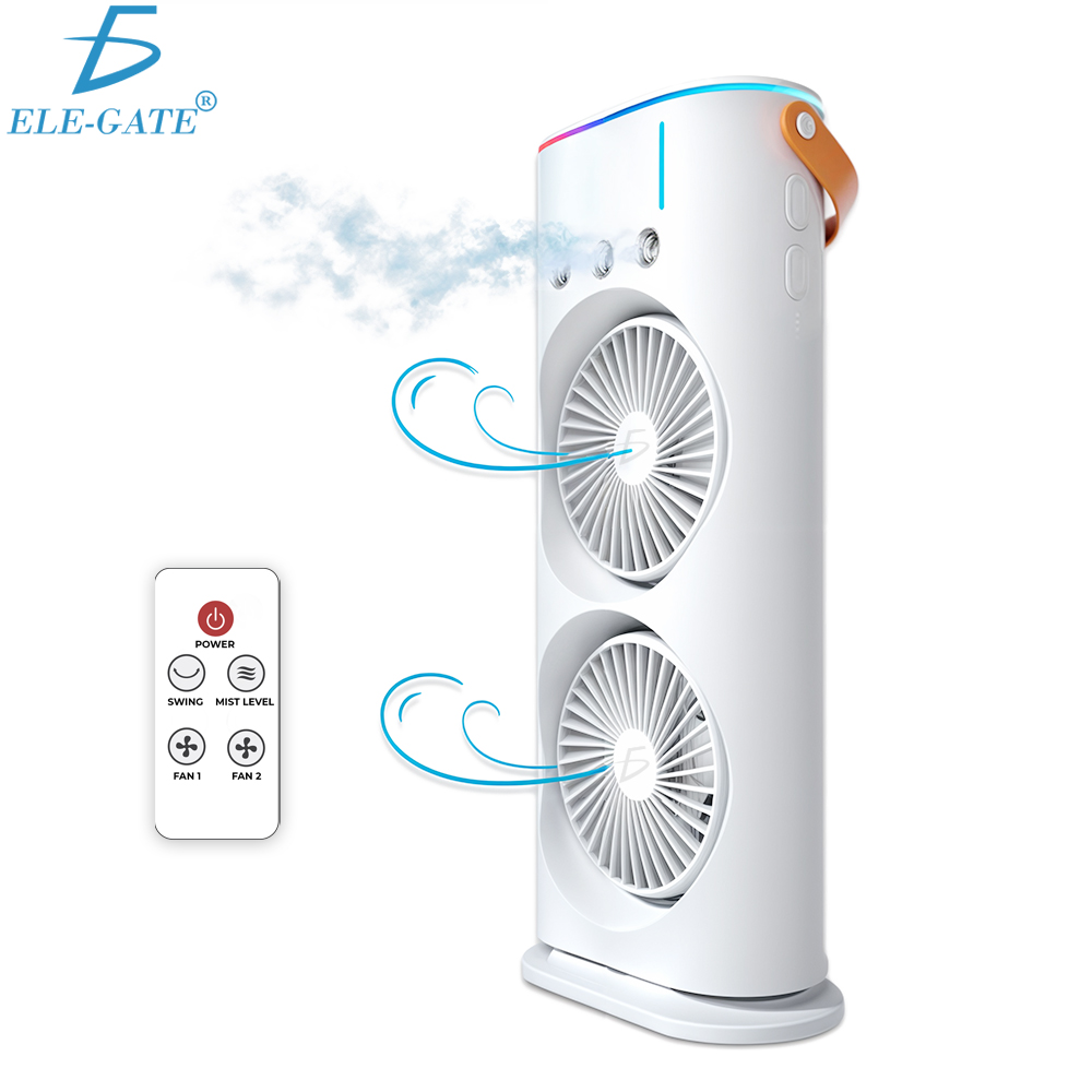 Ventilador de Torre Doble con Nebulización con Base Giratoria y Control Remoto