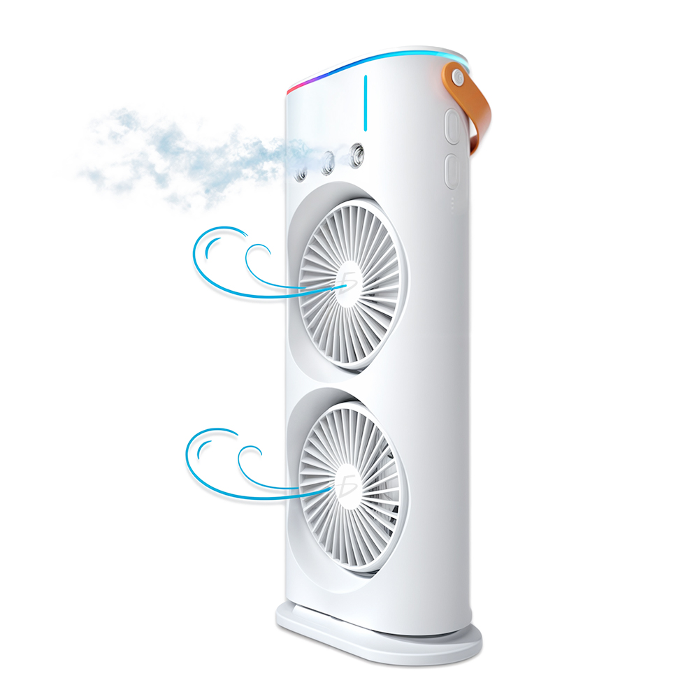 Ventilador de Torre Doble con Nebulización con Base Giratoria y Control Remoto - Image 4