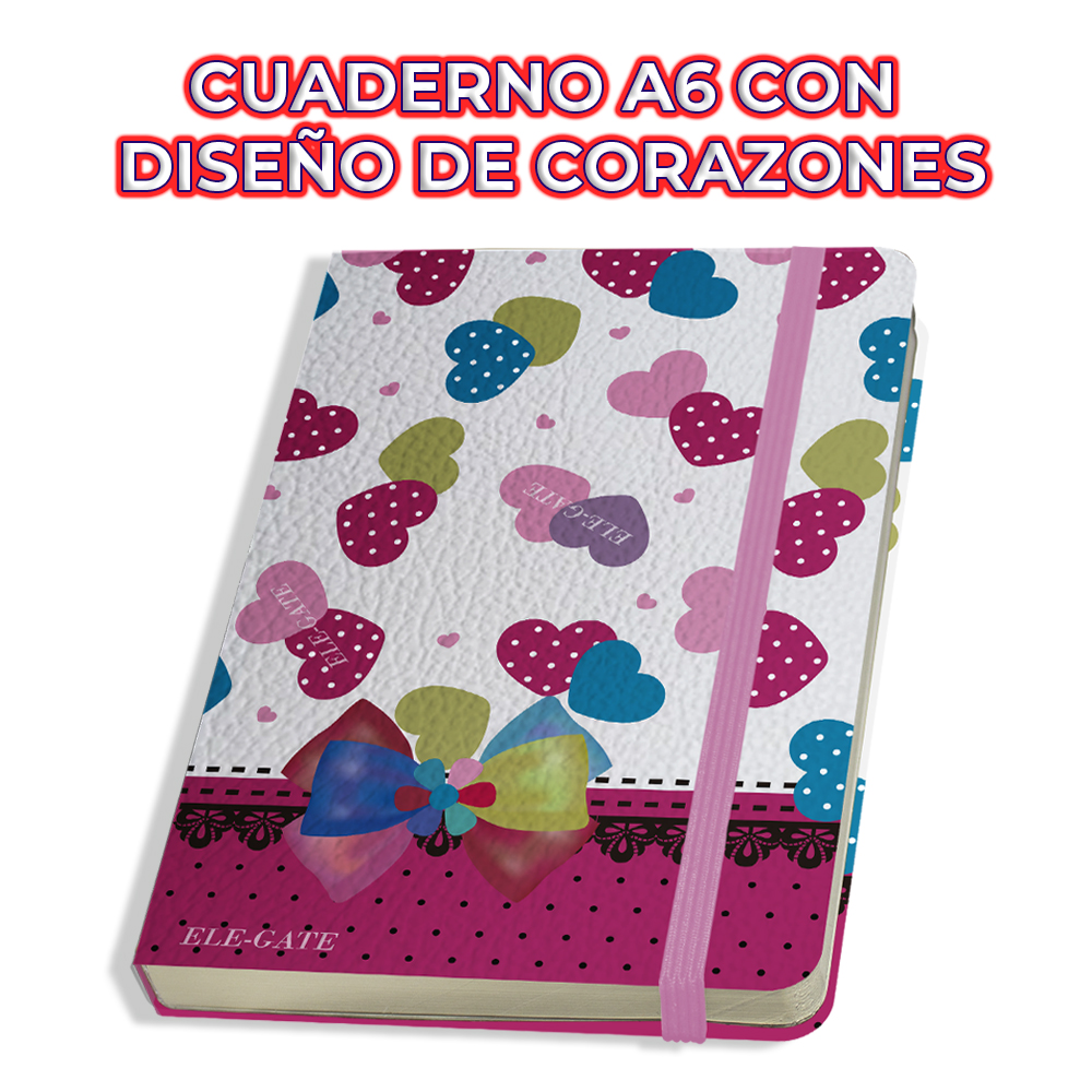 Cuaderno con Corazones estilo Coquete con 75 Hojas de Rayas - Image 3