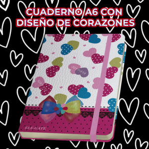 Cuaderno con Corazones estilo Coquete con 75 Hojas de Rayas