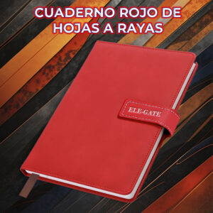 Cuaderno Rojo Tipo Agenda con Portada Acolchada y Cierre Magnético