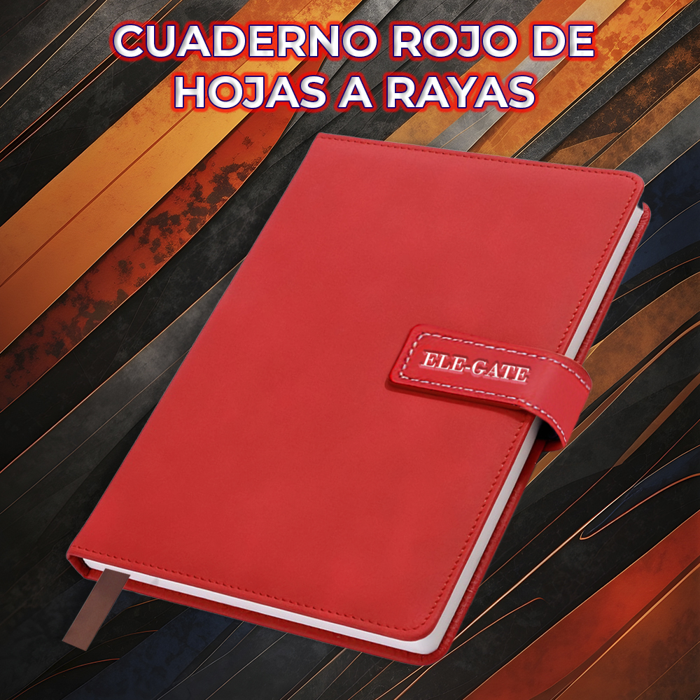 Cuaderno Rojo Tipo Agenda con Portada Acolchada y Cierre Magnético