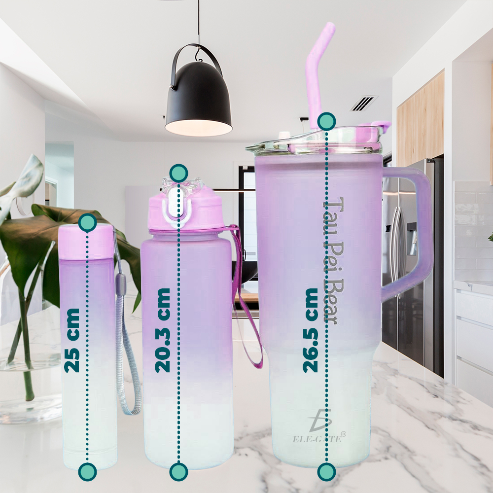 Juego de Tres Vasos con Diferentes Tamaños y tipos de Tapas - Image 3