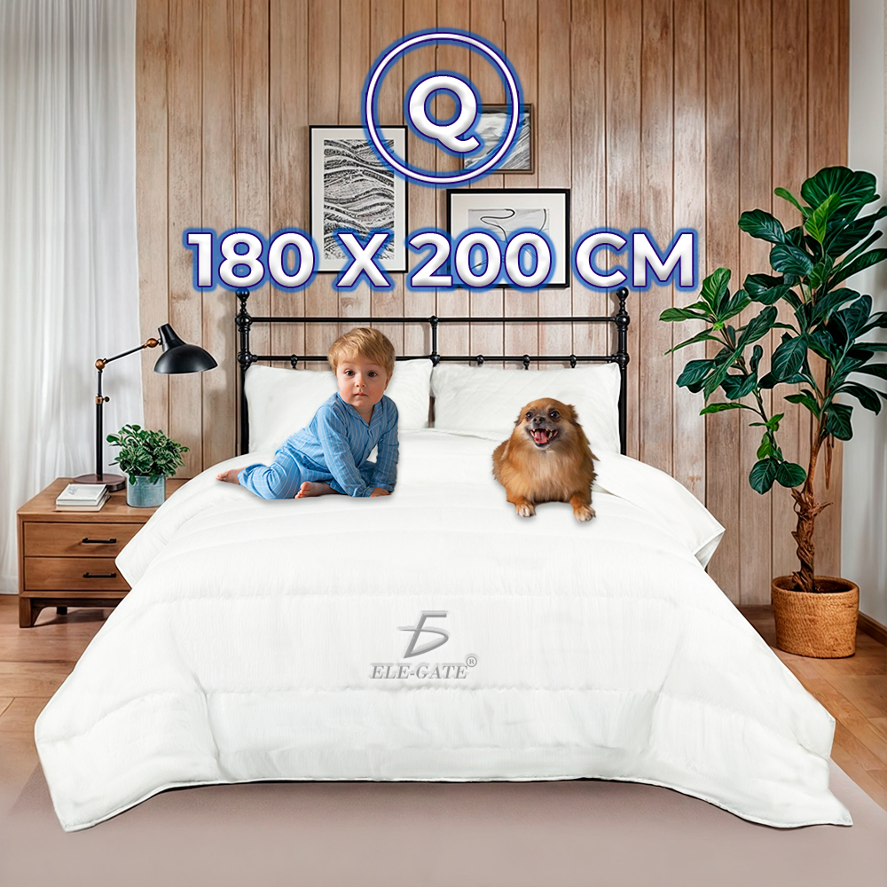 Set de 2 Fundas de Almohada y Colcha Blancas Elegantes y Finas - Image 3