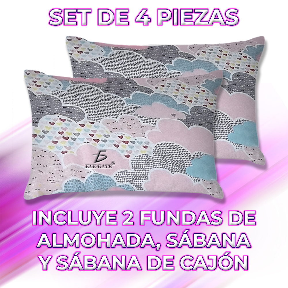 Juego de Sábanas Coquete de 4 Piezas que Incluyen una Sábana Cajonera, una Sábana y Dos Fundas de Almohada - Image 2