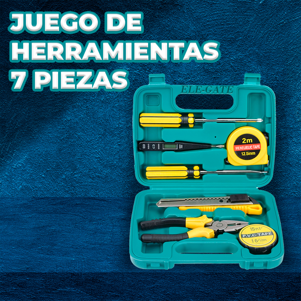 Caja de Herramientas con Set de 7 Piezas para dar Mantenimiento al Hogar