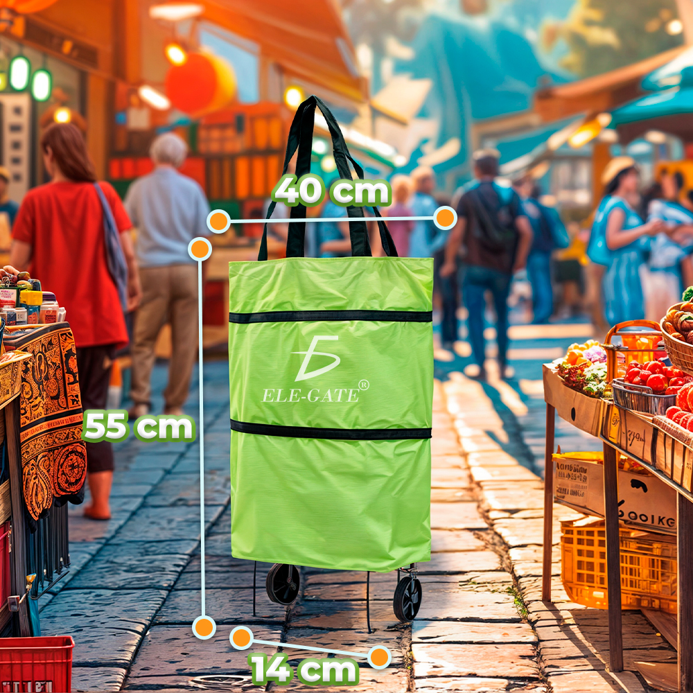 Carrito de Compras 2 en 1: Bolsa Plegable con Ruedas – 25 L de Capacidad - Image 5