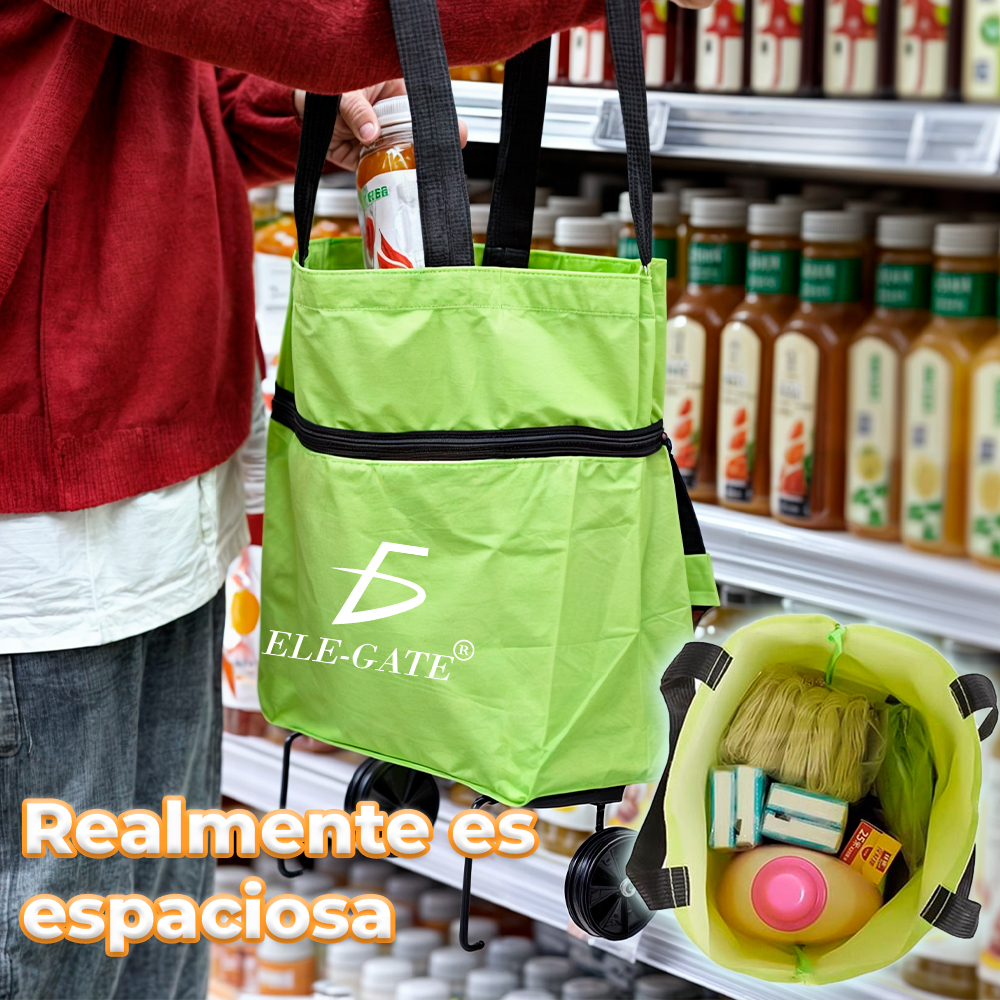 Carrito de Compras 2 en 1: Bolsa Plegable con Ruedas – 25 L de Capacidad - Image 4