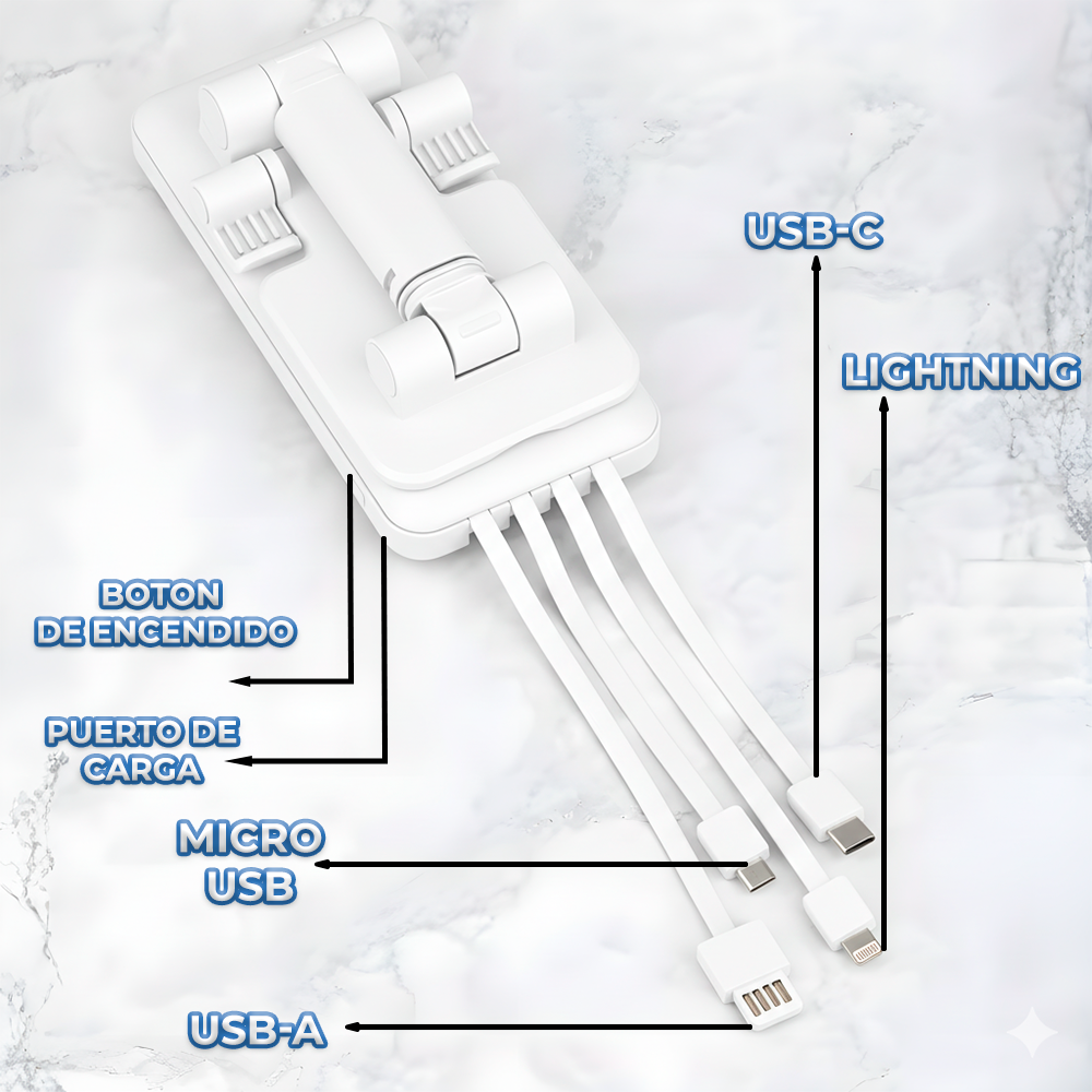 Power Bank 2 en 1 con Base Soporte y 4 Cables Integrados - Image 2