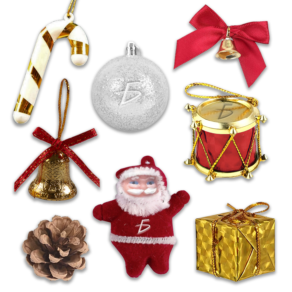 Set de Adornos Navideños incluye Mini Santa Claus y 7 Esferas - Image 2