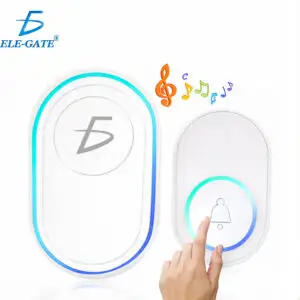 Timbre Inalámbrico con 39 Tonos y  5 Niveles de Volumen con Boton Touch a Prueba de Agua con Luz RGB