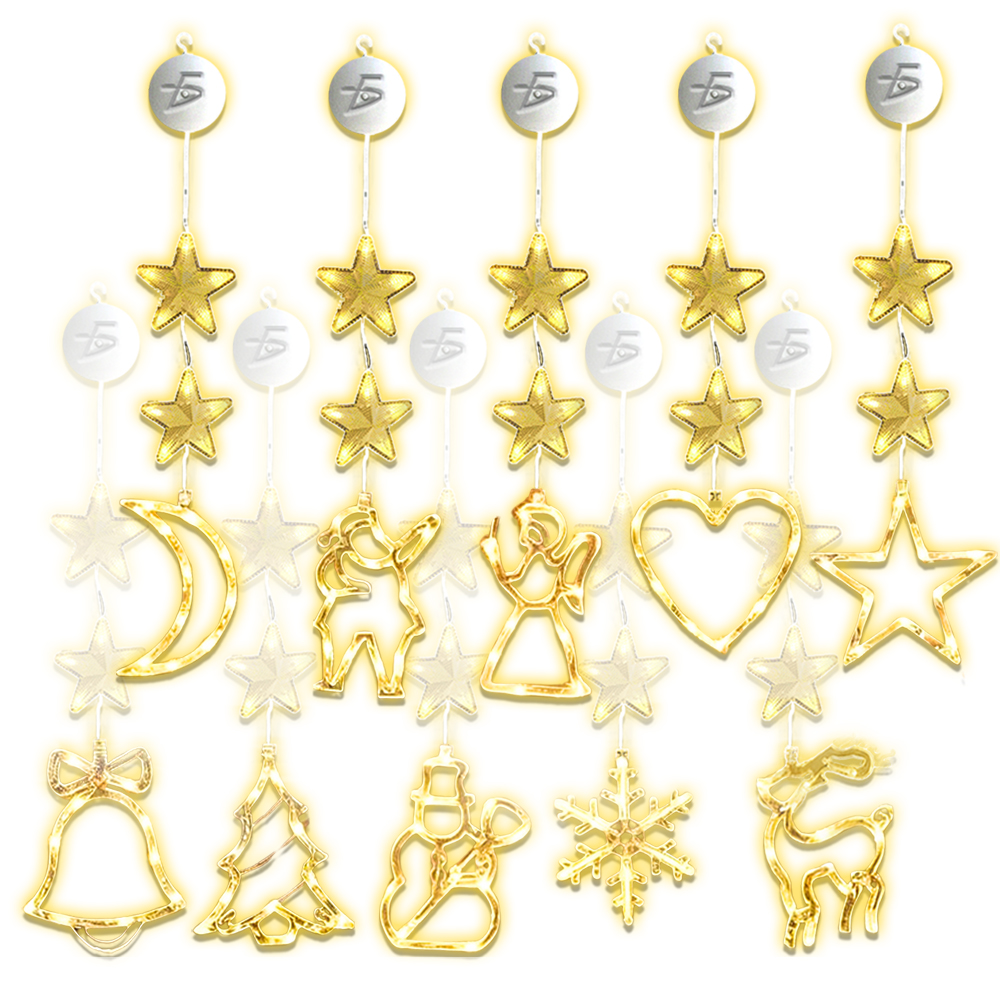 Guirnalda Trasparente de Luz Led Cálida con Motivos Navideños con Gancho - Image 5