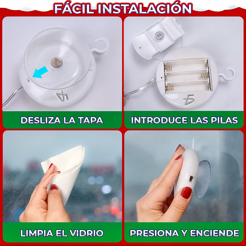 Guirnalda Trasparente de Luz Led Cálida con Motivos Navideños con Gancho - Image 10