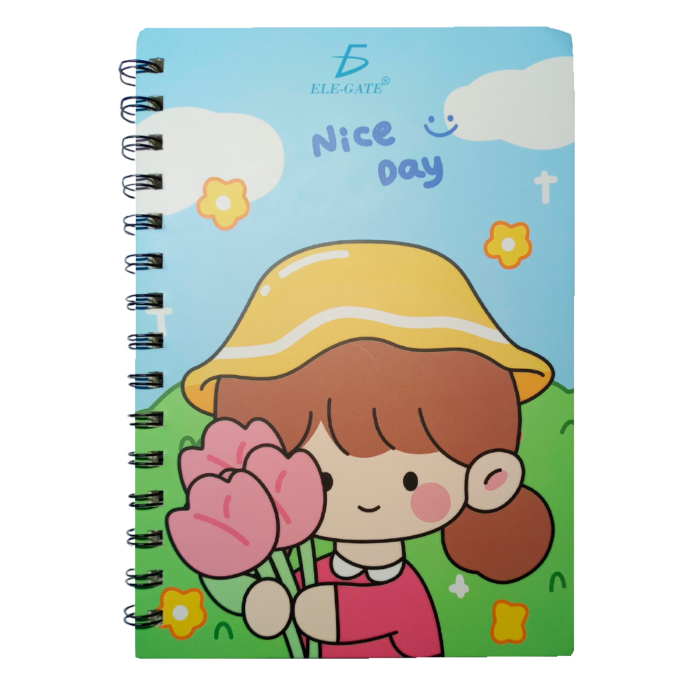 Cuaderno Kawaii de Rayas con 80 Hojas y Espiral Metálico