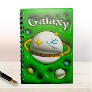 Cuaderno de 80 Hojas a Rayas con Estilo Espacial y Espiral Metálico