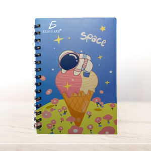 Cuaderno de 80 Hojas Rayadas con Portada Espacial y Espiral Metálico