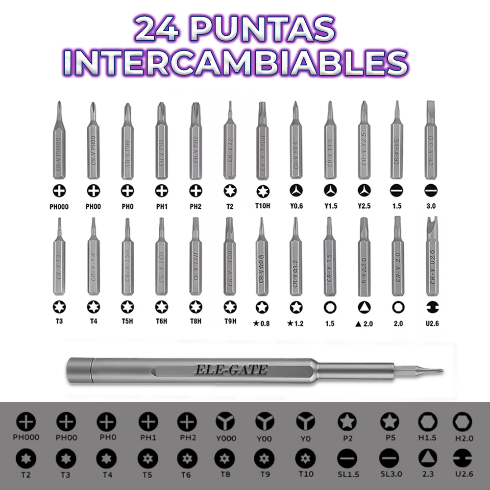 Kit de Destornillador Magnético Multiusos de 24 puntas con Herramientas de Mango Desmontable. - Image 4