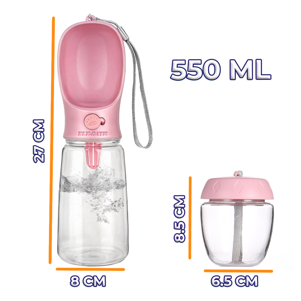 Botella De Agua Portátil Para Perros De 600 Ml 2 En 1 con Dispensador de Croquetas - Image 4