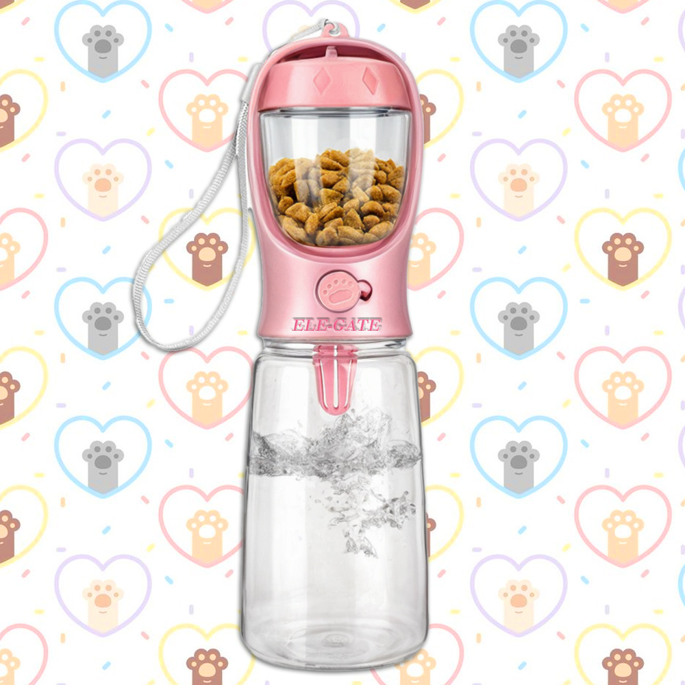 Botella De Agua Portátil Para Perros De 600 Ml 2 En 1 con Dispensador de Croquetas - Image 2