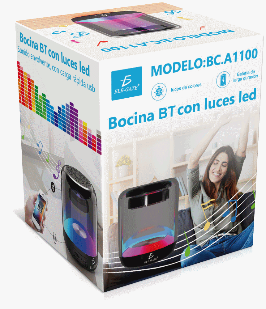 Bocina Bluetooth Inalambrica Transparente Luces Led RGB Con Sonido 360 - Image 5