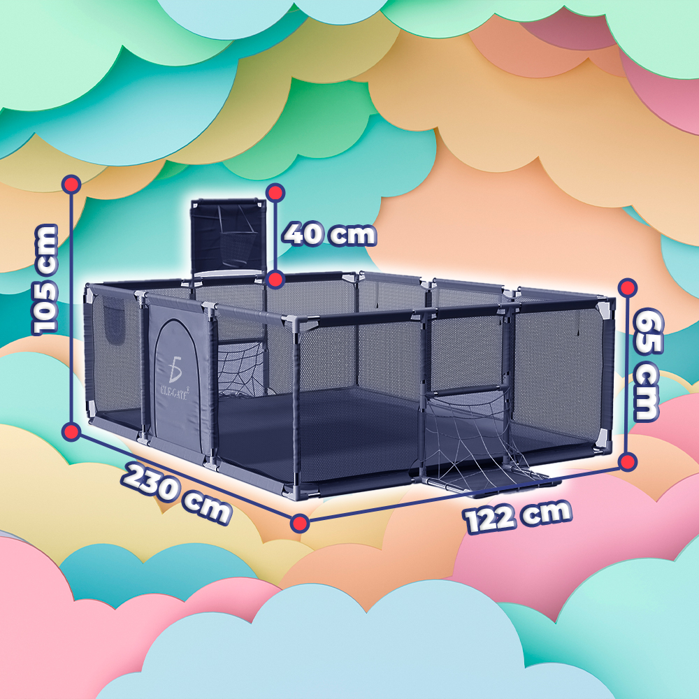 Patio de Juegos para bebés con Cesta de Básquet Ball y Portería de Futbol - Image 4