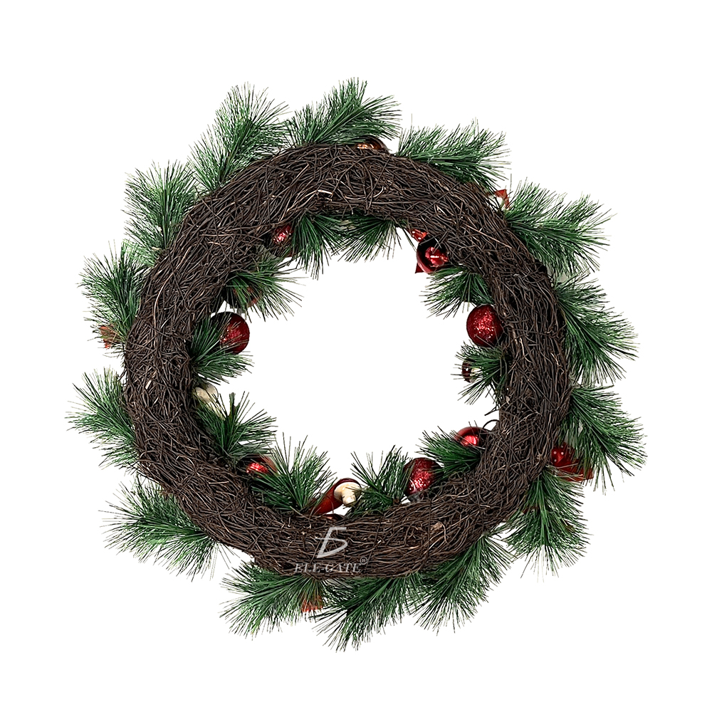 Coronas Navideñas de 50 CM con Esferas Combinadas con el Color del Moño - Image 4