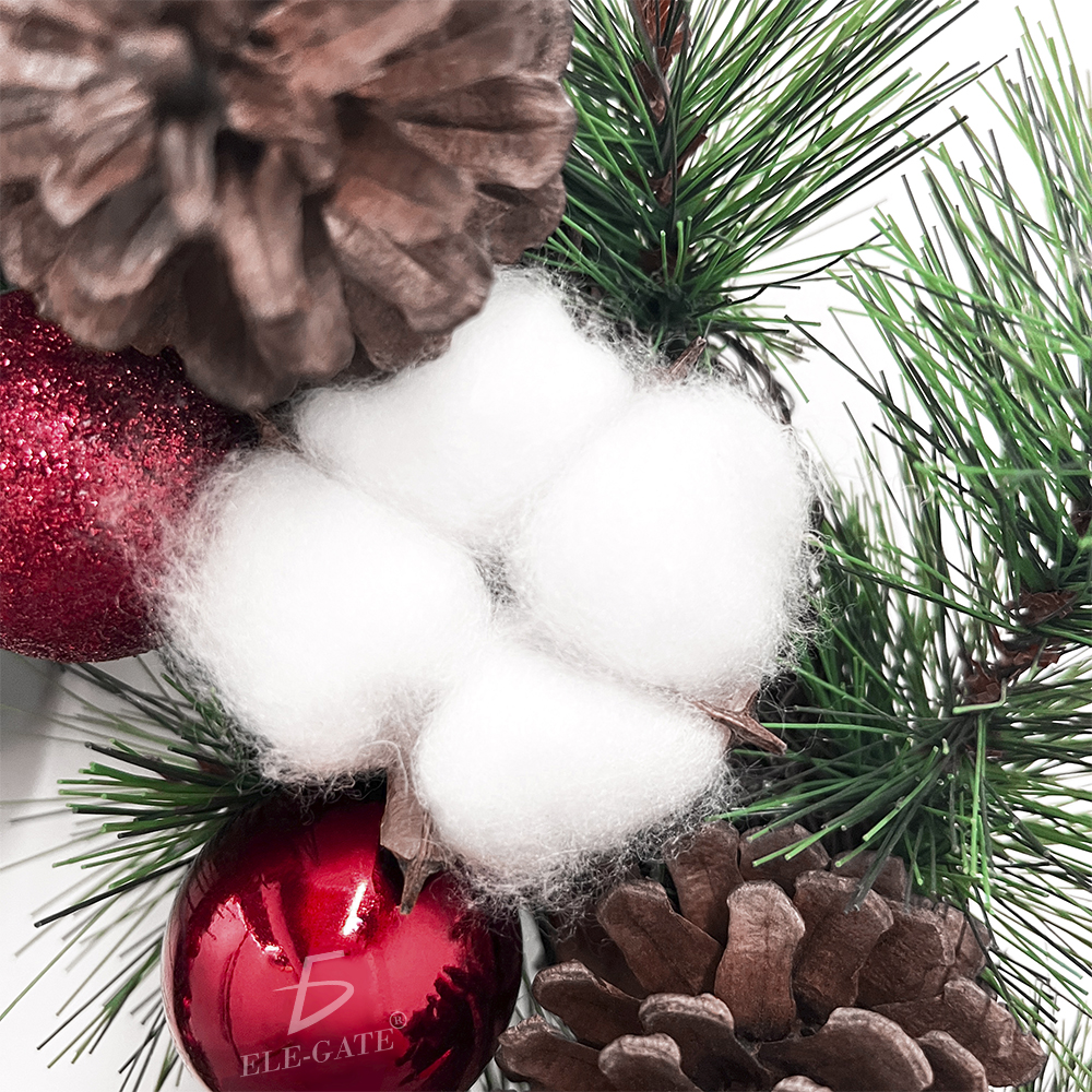 Coronas Navideñas de 50 CM con Esferas Combinadas con el Color del Moño - Image 5