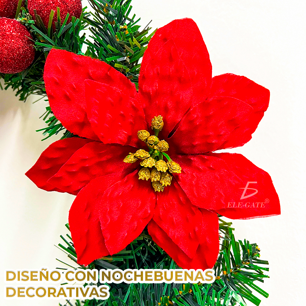 Coronas Navideñas de 50 CM con Esferas Combinadas con el Color del Moño - Image 6