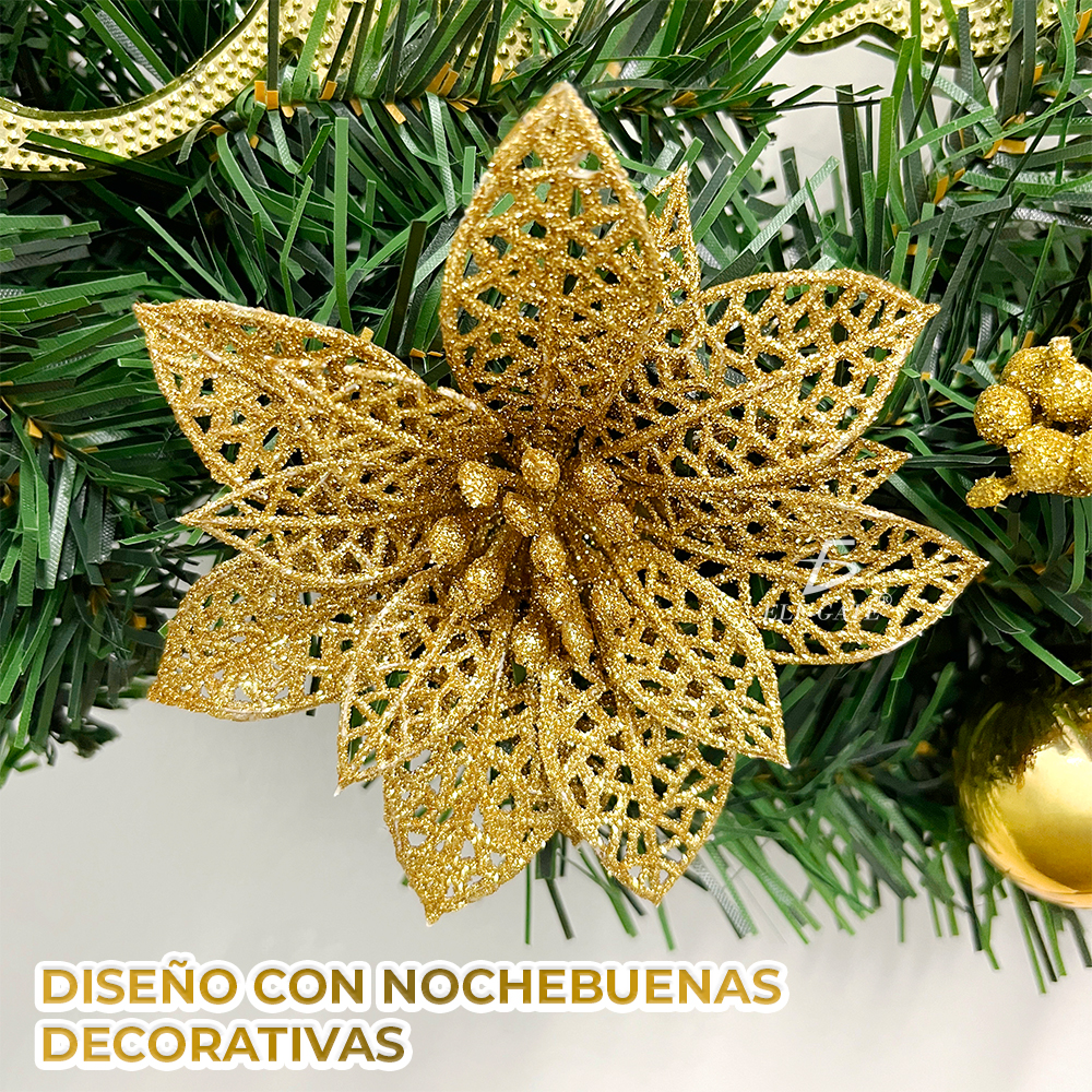 Coronas Navideñas de 50 CM con Esferas Combinadas con el Color del Moño - Image 2