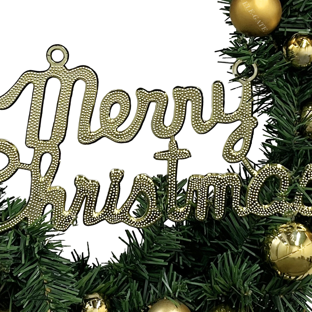 Coronas Navideñas de 50 CM con Esferas Combinadas con el Color del Moño - Image 3