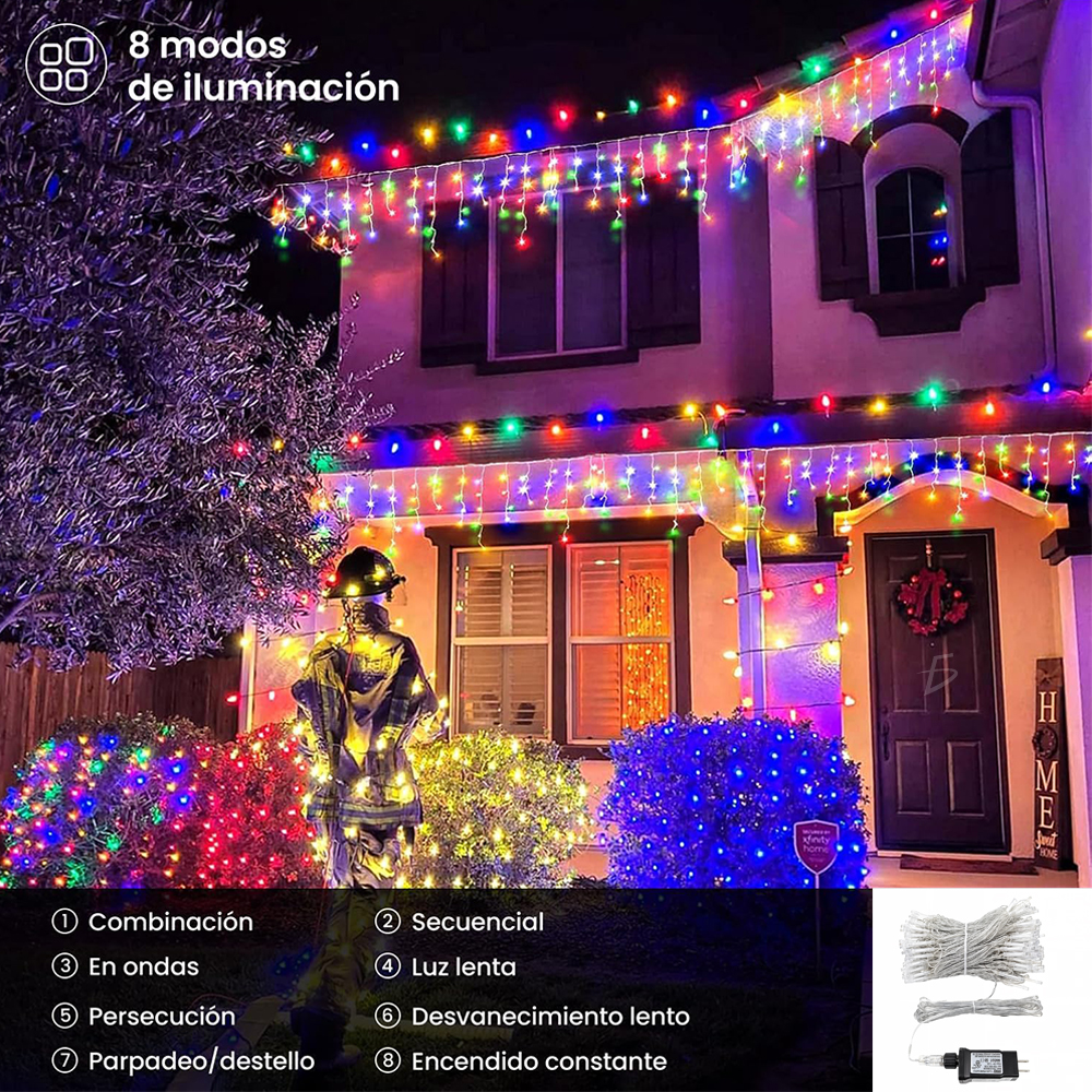 Cascada de Luz LED 10M RGB Impermeable para Exterior - Image 2