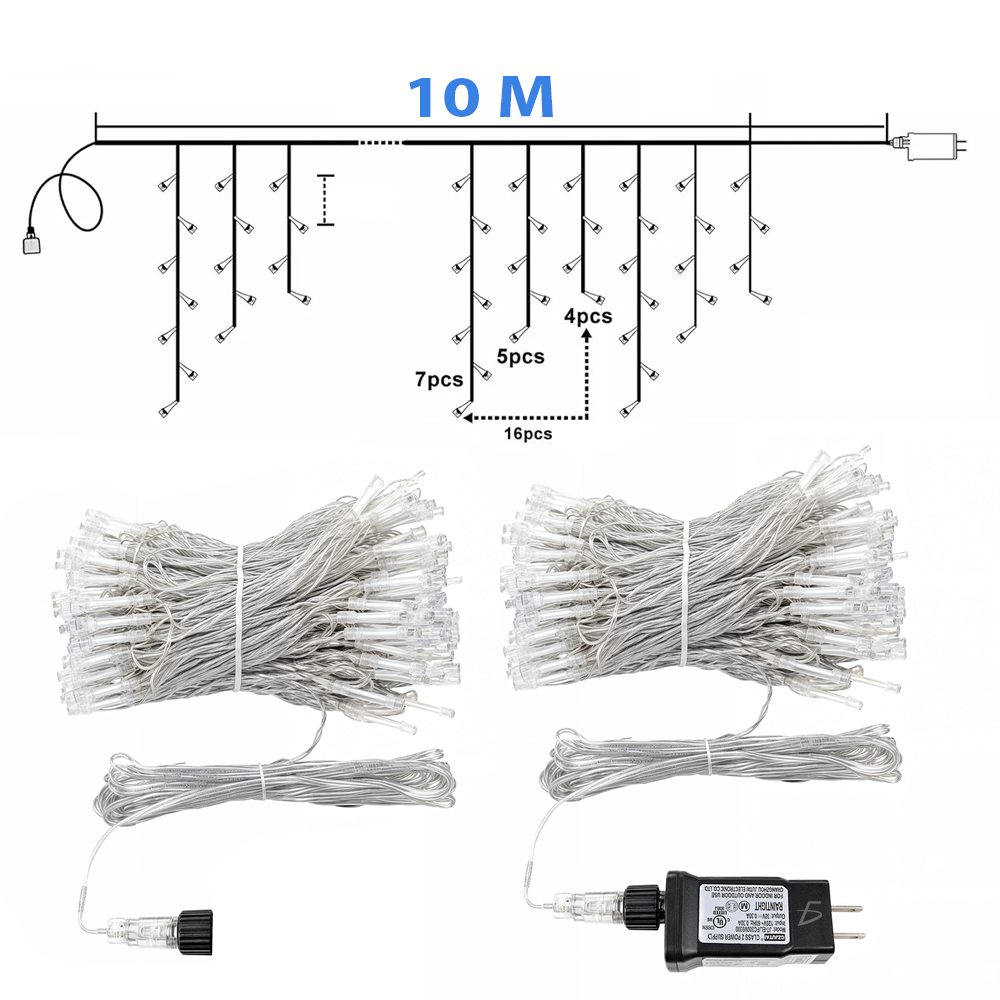 Cascada de Luz LED 10M RGB Impermeable para Exterior - Image 4