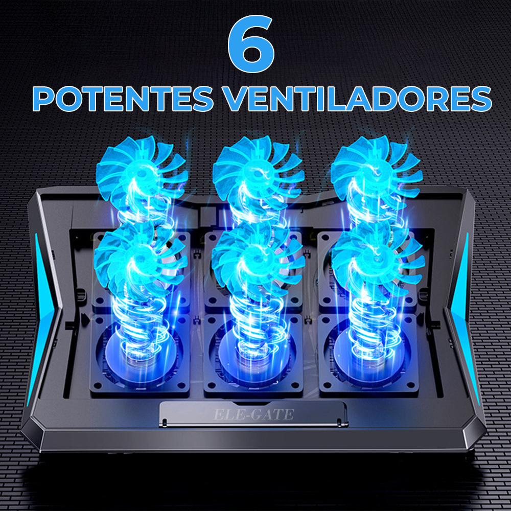 Base Enfriadora para Laptop de 12" a 17" Con 6 Ventiladores y Dos Salidas Usb - Image 2