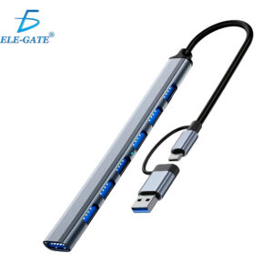 Multi Puerto 7 en 1 con Entrada USB-C y Adaptador USB 3.0 – Expansión Versátil y Conexiones de Alta Velocidad