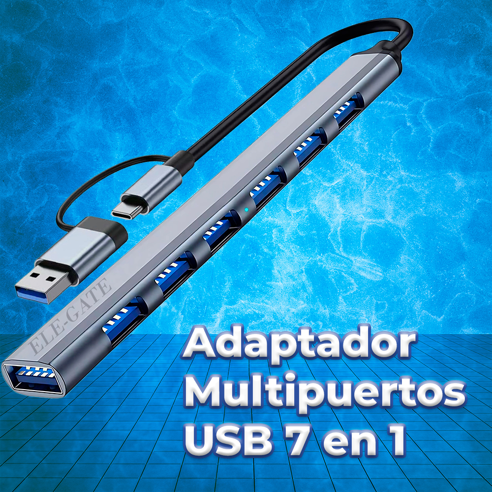 Multi Puerto 7 en 1 con Entrada USB-C y Adaptador USB 3.0 – Expansión Versátil y Conexiones de Alta Velocidad - Image 4