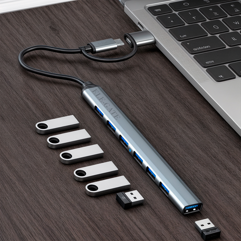 Multi Puerto 7 en 1 con Entrada USB-C y Adaptador USB 3.0 – Expansión Versátil y Conexiones de Alta Velocidad - Image 5