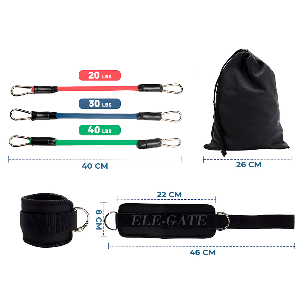 Banda Elástica de Resistencia con Tres Niveles de Fuerza con Clips de Tobillo - Image 4