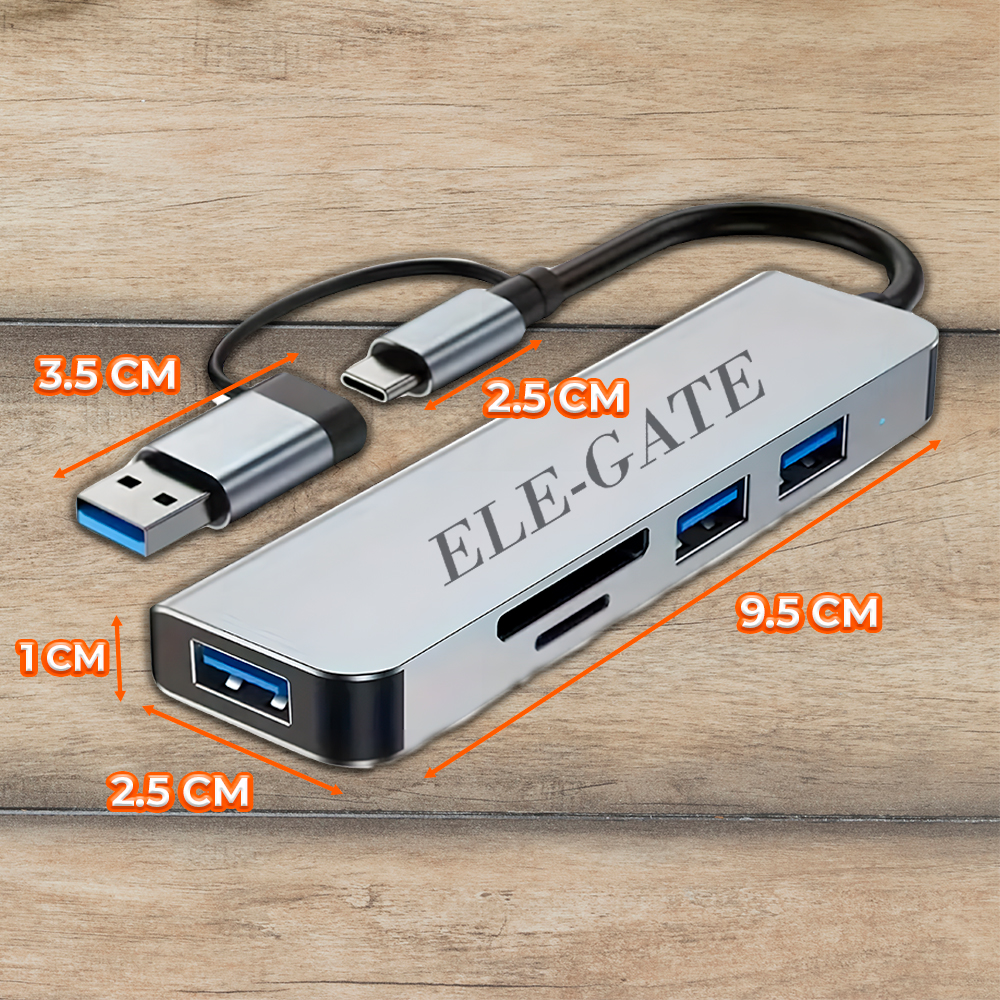 Multi Puerto 5 en 1 con 1 Puerto USB 3.0, 2 puerto USB 3.0 1 Ranura para Tarjetas SD y un Lector de Tarjetas TF - Image 4