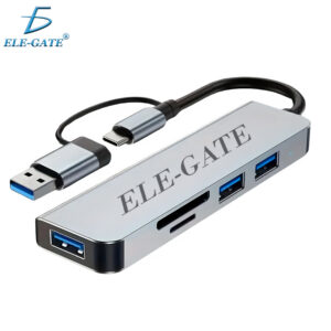 Multi Puerto 5 en 1 con  1 Puerto USB 3.0, 2 puerto USB 3.0  1 Ranura para Tarjetas SD y un Lector de Tarjetas TF