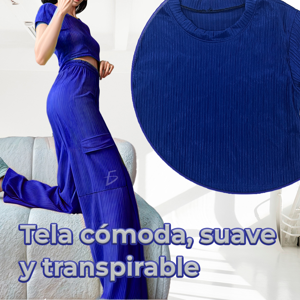 Conjunto Monocromático Casual con Pantalón Cargo y Playera Ombliguera - Image 2