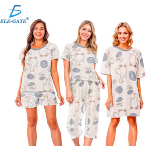 Set de 4 Piezas de Pijamas Ligeras Kawaii – Frescas y Casuales