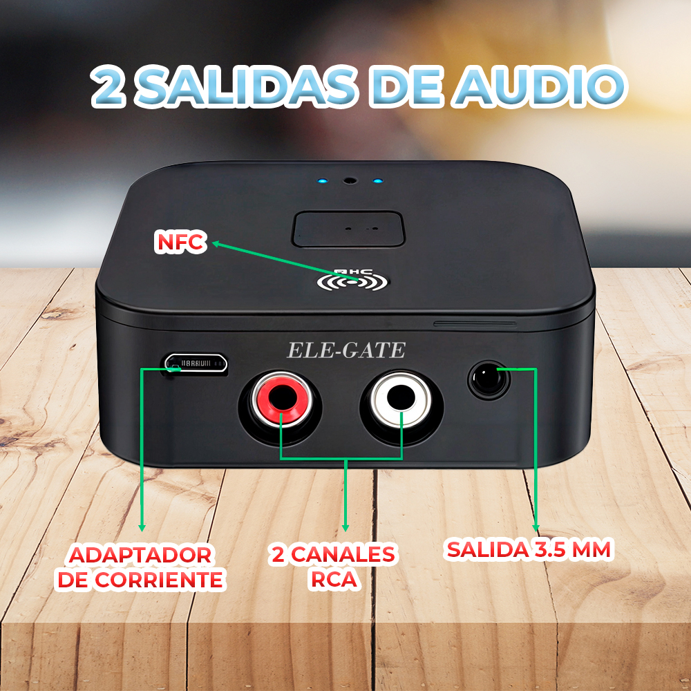 Receptor de Audio Bluetooth 5.0 con Entrada AUX RCA y Entrada de 3.5 mm - Image 2