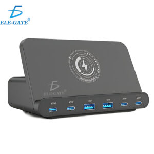 Cargador Inalambrico Rapido para Celular de Escritorio 7 en 1 de 160W con 6 Puertos de Carga con 2USB y 4 Tipo C
