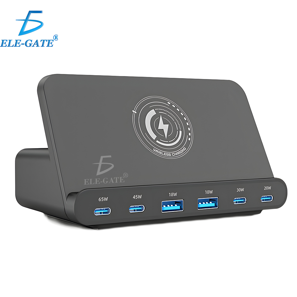 Cargador Inalambrico Rapido para Celular de Escritorio 7 en 1 de 160W con 6 Puertos de Carga con 2USB y 4 Tipo C