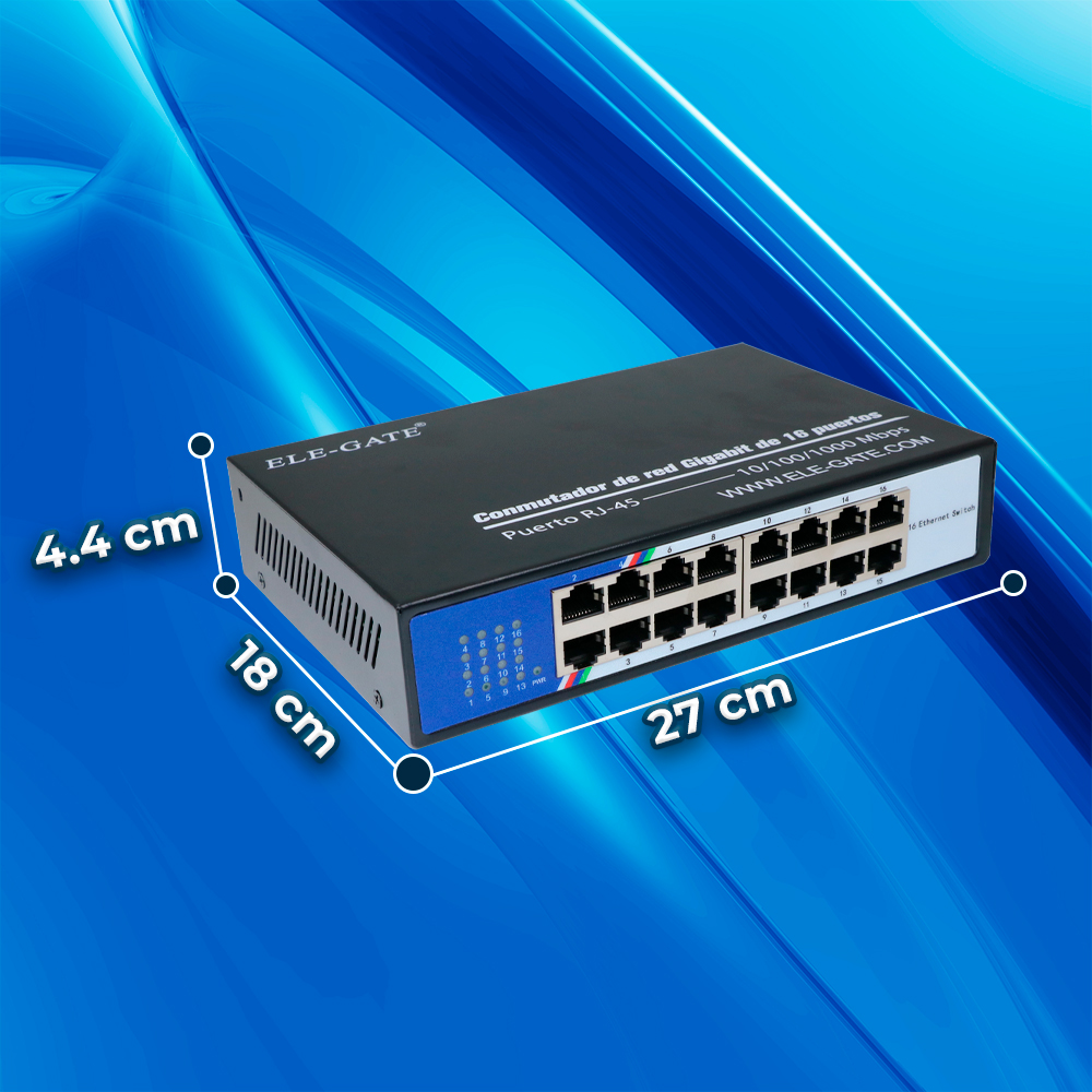 Switch con Gabinete Metálico con 16 Puertos 2.5G Capacidad de Conmutación de 1000 Mbps Compatible con Vlan QoS y IGMC - Image 4