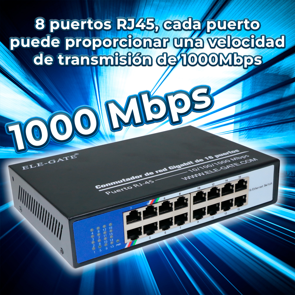Switch con Gabinete Metálico con 16 Puertos 2.5G Capacidad de Conmutación de 1000 Mbps Compatible con Vlan QoS y IGMC - Image 2