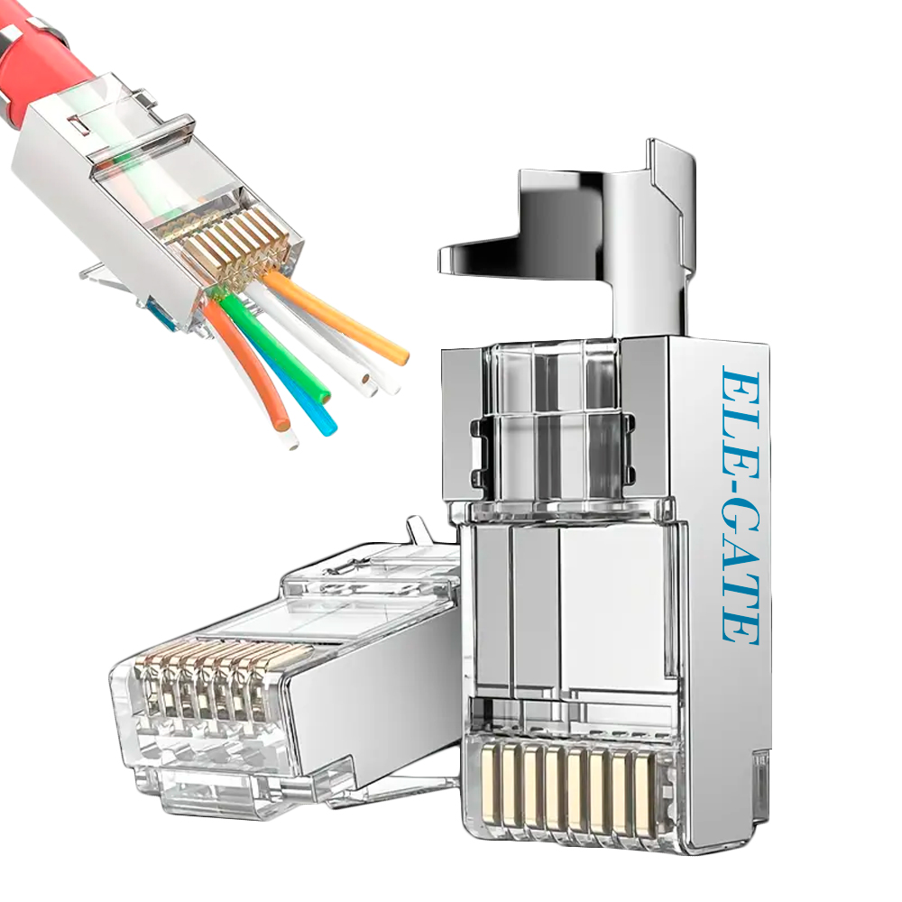Plug Rj45 CAT7 Pass Through Paquete de 100 piezas con Blindaje de Aluminio Empaque Tipo Clams - Image 3